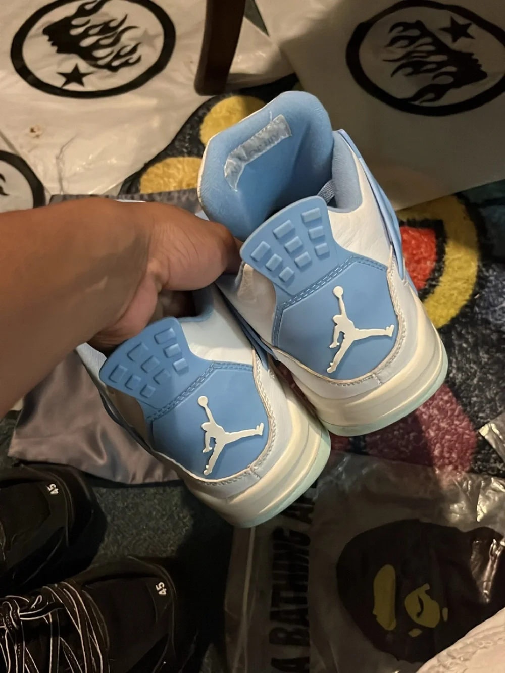 Jordan Girls' White and Light Blue Floral Lace-Up Sneakers